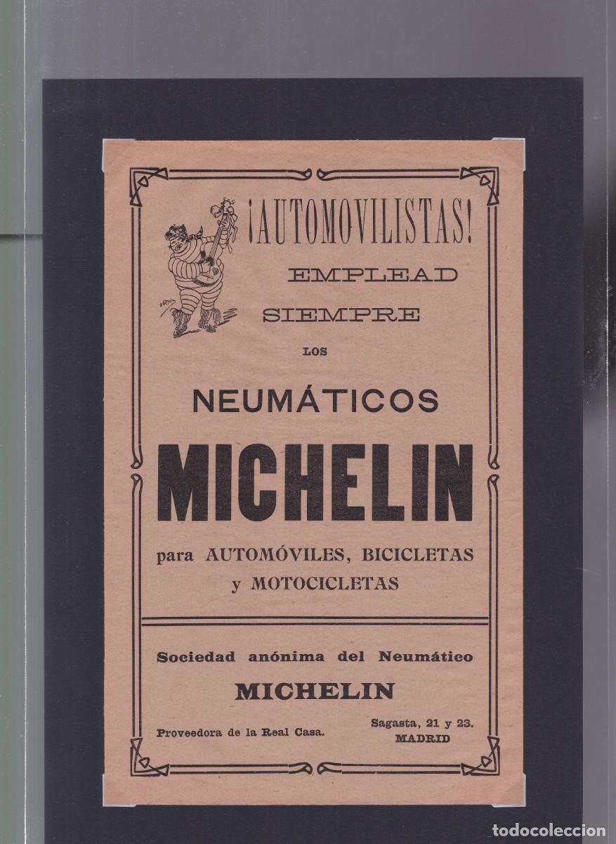 Coleccionismo de carteles: NEUM&Aacute;TICOS MICHELIN - PUBLICIDAD ORIGINAL 1912 / MEMORIAL ARTILLER&Iacute;A