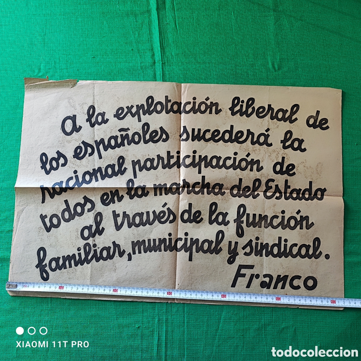 Sammeln von Plakaten: Cartel eslogan sindicalista de Franco postguerra civil espa&ntilde;ola.