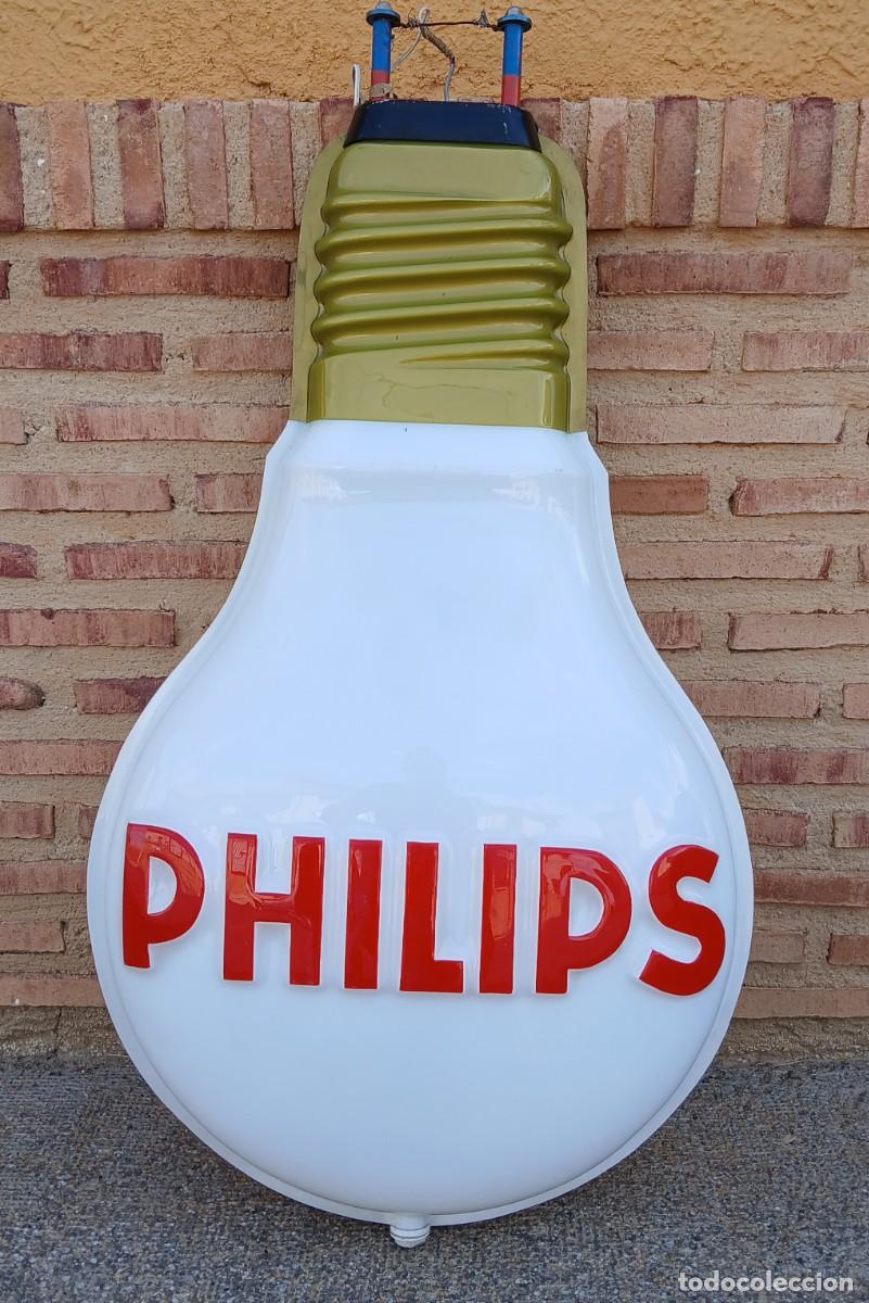 Coleccionismo de carteles: Cartel luminoso en metacrilato publicidad bombilla Philips
