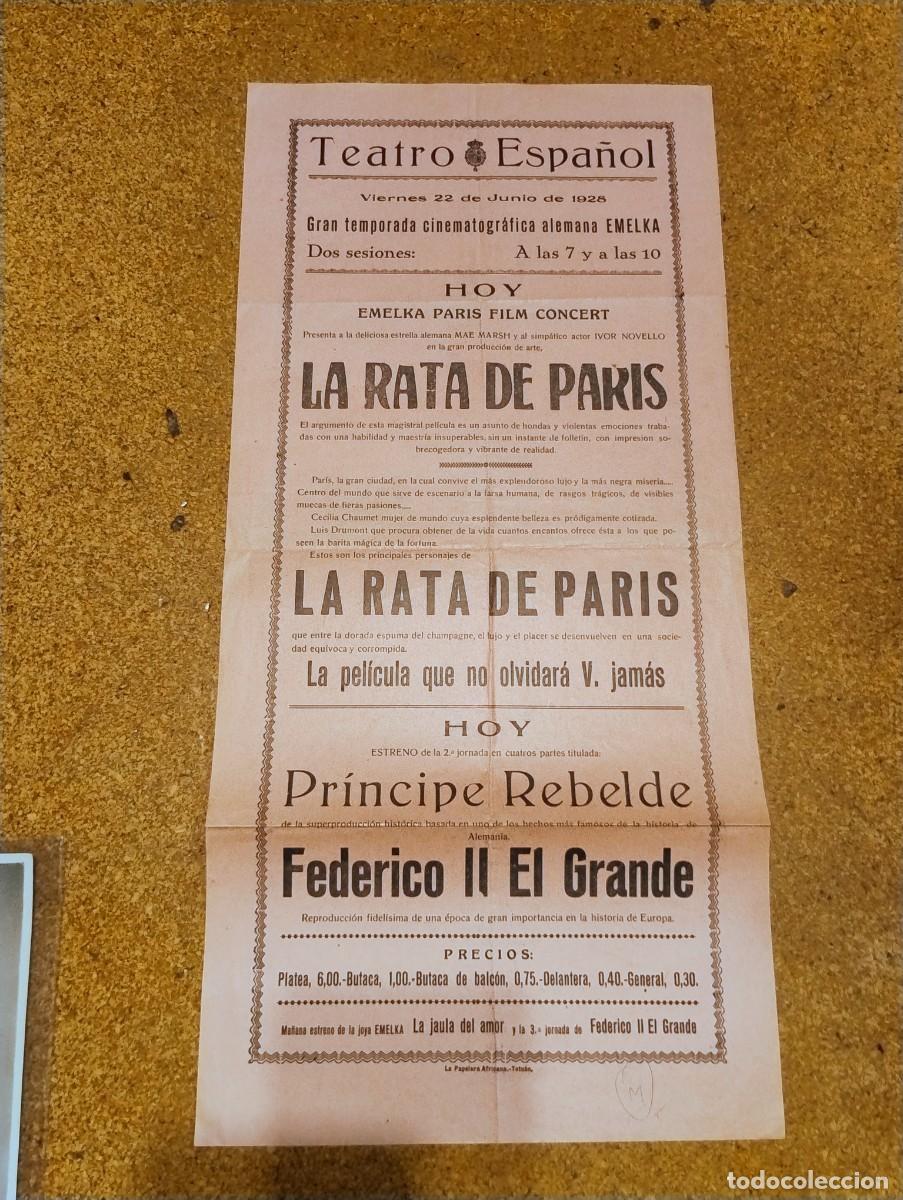Coleccionismo de carteles: Teatro Espa&ntilde;ol. 1928 Cinematogr&aacute;fica alemana Emelka. Rata de Paris. Federico II. Tetuan