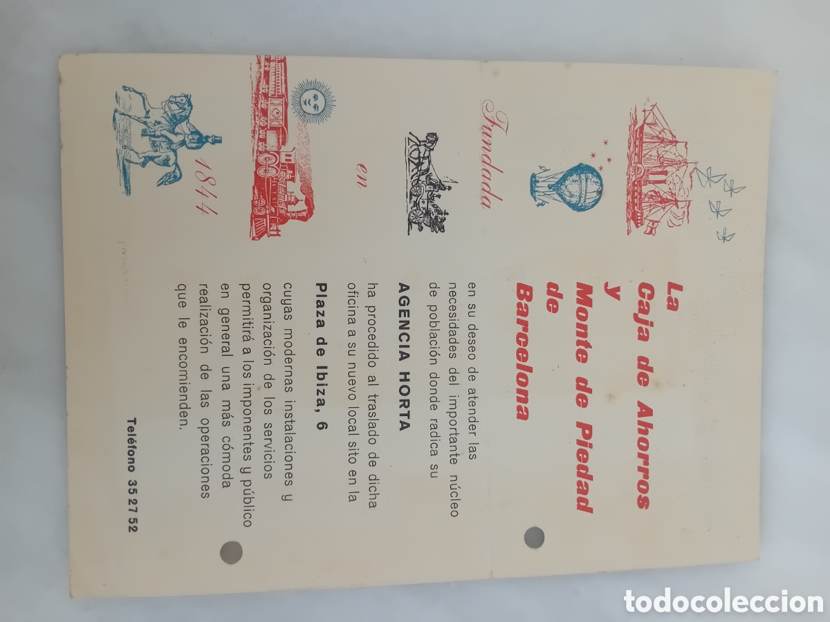 Coleccionismo de carteles: cartelito Caja de Ahorros y Monte de Piedad de Barcelona a&ntilde;os 70