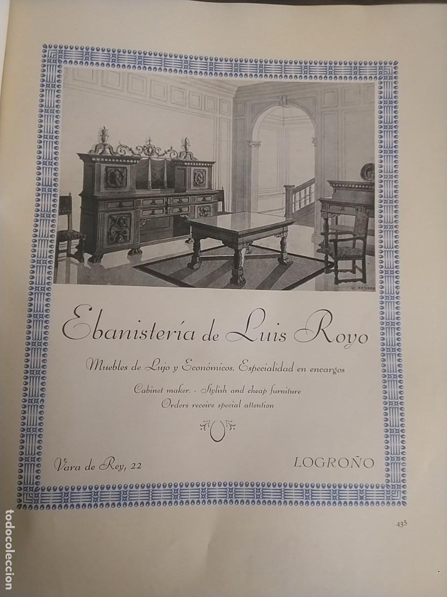 Coleccionismo de carteles: EBANISTERIA DE LUIS ROYO MUEBLES DE LUJO LOGRO&Ntilde;O HOJA REVISTA A&Ntilde;O 1931-1932