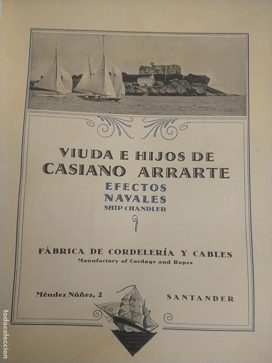 Coleccionismo de carteles: FABRICA CORDELERIA EFECTOS NAVALES VIUDA E HIJOS DE CASIANO ARRARTE SANTANDER HOJA A&Ntilde;O 1931-1932