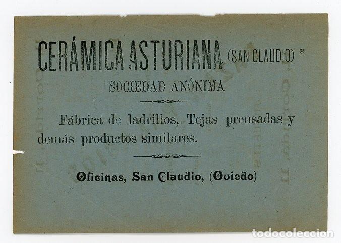 Collectionnisme d'affiches: GIJON. ASTURIAS. PUBLICIDAD ORIGINAL DE 1899. DOS CARAS