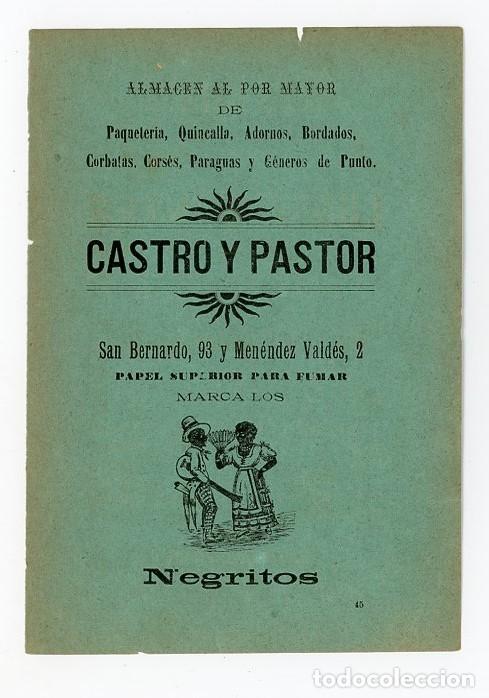 Collectionnisme d'affiches: GIJON. ASTURIAS. PUBLICIDAD ORIGINAL DE 1899. DOS CARAS