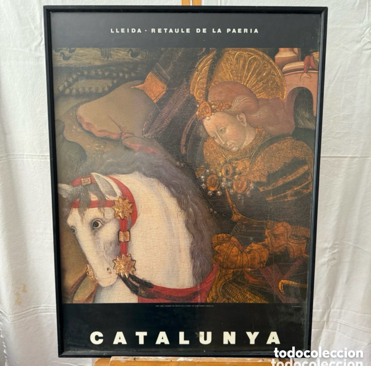 Coleccionismo de carteles: Cartel tur&iacute;stico Catalunya Lleida Retaule de la Paeria Sant Jordi enmarcado
