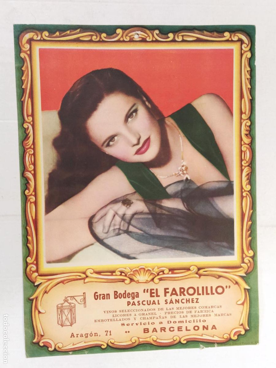 Coleccionismo de carteles: BARCELONA - GRAN BODEGA EL FAROLILLO PASCUAL SANCHEZ - CARTEL ANTIGUO - ACTRIZ GERALDINE BROOKS