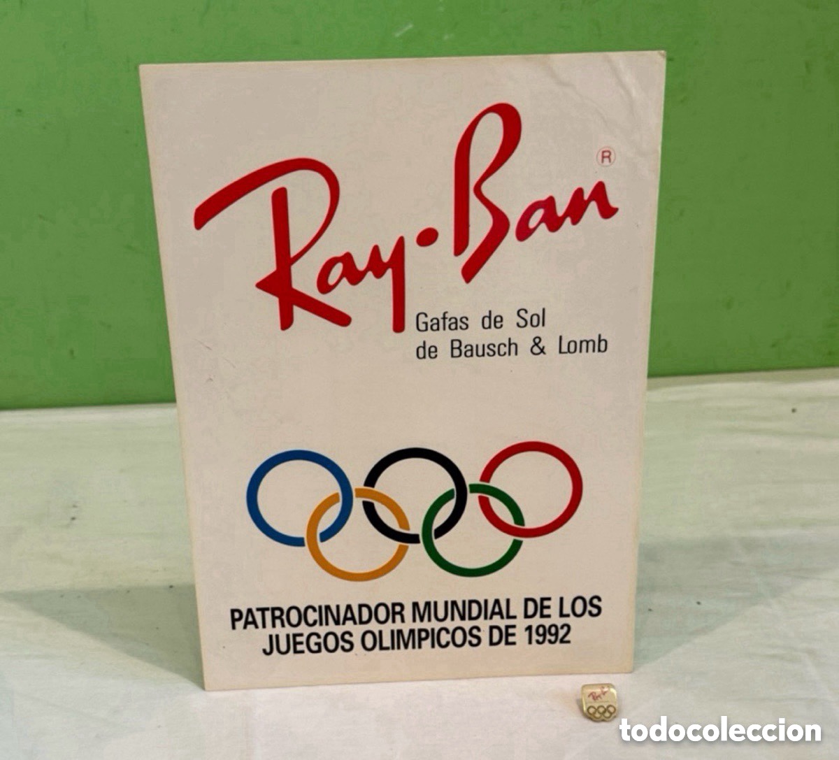Collectionnisme d'affiches: Ray Ban Juegos Ol&iacute;mpicos Barcelona 92 Cartel Publicitario Vintage + Pin Original