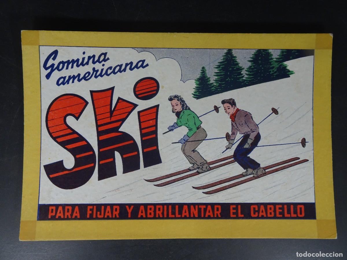 Collectionnisme d'affiches: ANTIGUO CARTEL PUBLICIDAD, GOMINA AMERICANA SKI , PARA FIJAR Y ABRILLANTAR EL CABELLO, VER FOTOS
