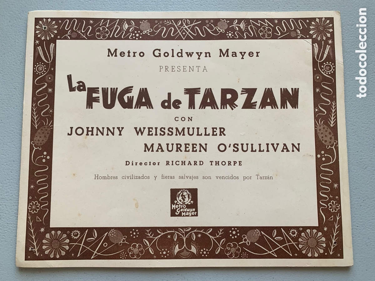 Collectionnisme d'affiches: La fuga de tarzan - 10 l&aacute;minas - 1936 - Metro Goldwyn Mayer - Johnny Weissmuller y Mauren O&rsquo;sullivan