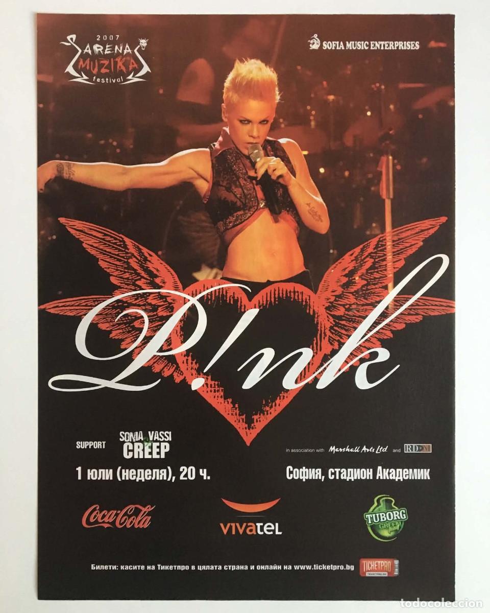 Coleccionismo de carteles: Pink Live in Sofia 2007 Original Concert Promo Poster Ad A4 - HiClub Magazine Bulgaria Music