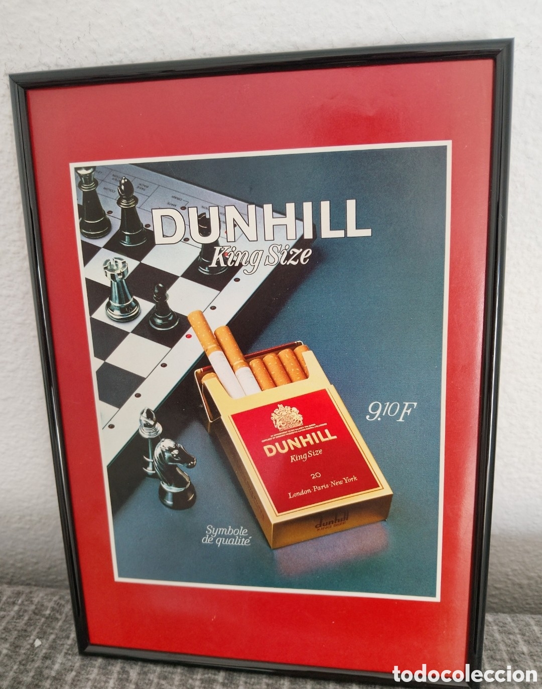 Coleccionismo de carteles: Dunhill anuncio original vintage a&ntilde;os 80 con marco incluido