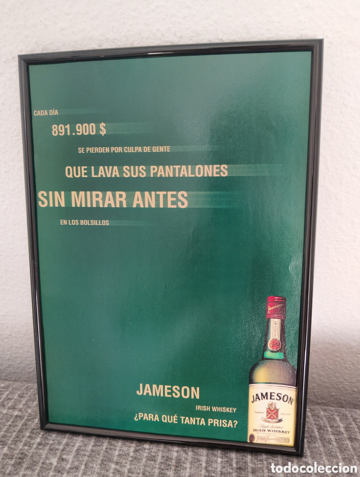 Coleccionismo de carteles: Jameson whisky anuncio original vintage a&ntilde;os 90 con marco incluido