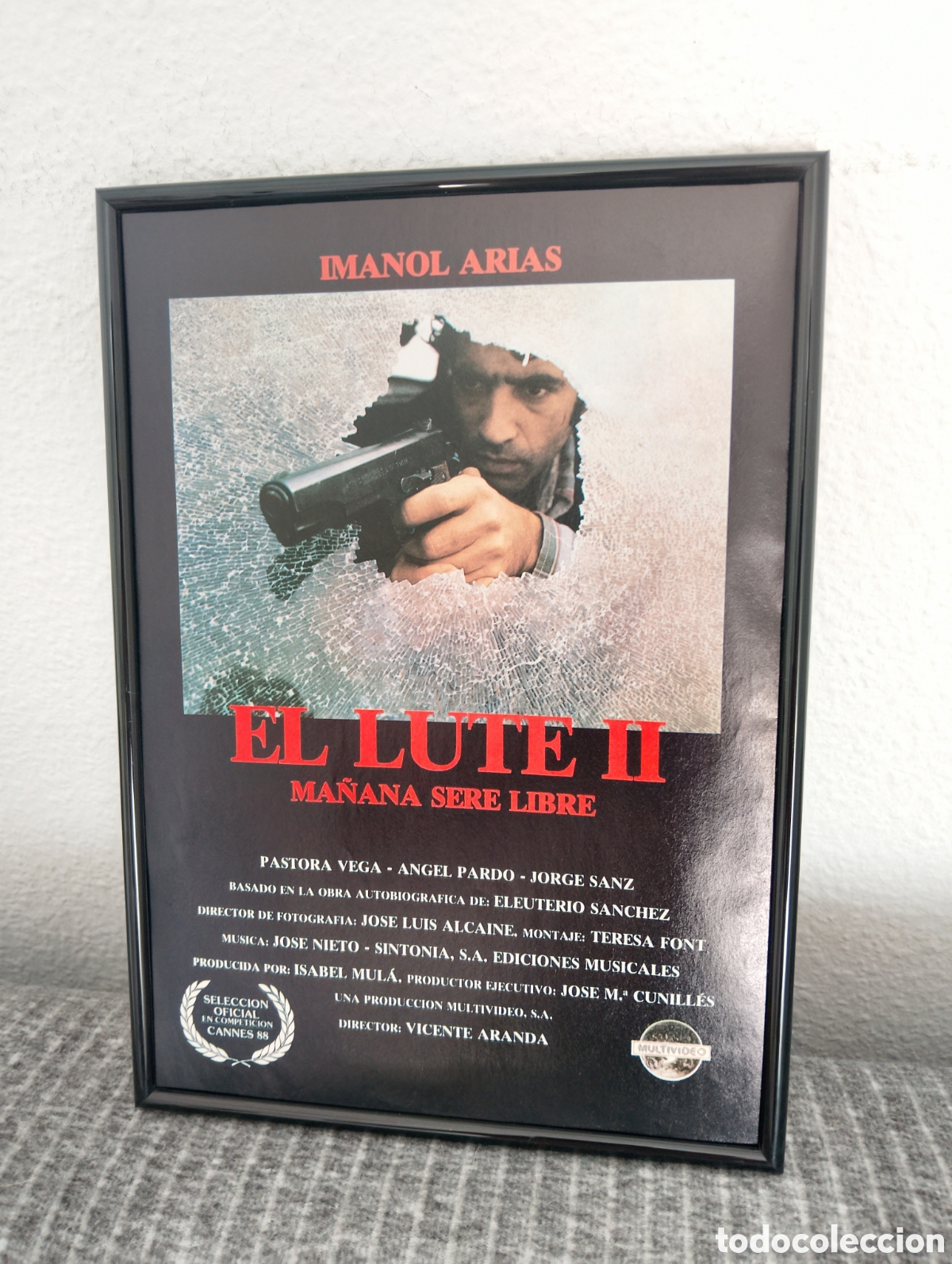 Coleccionismo de carteles: El lute 2 Imanol Arias anuncio original vintage a&ntilde;os 90 con marco incluido