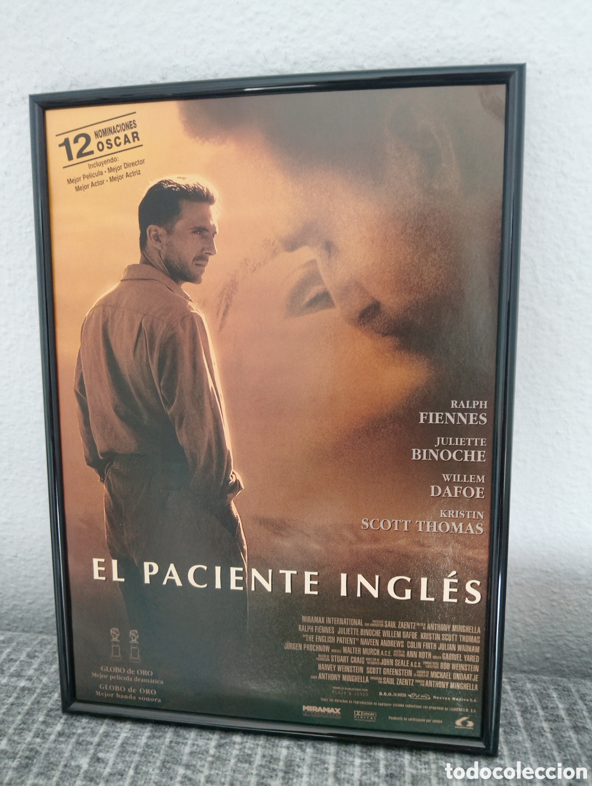 Coleccionismo de carteles: El paciente ingl&eacute;s anuncio original vintage a&ntilde;os 90 con marco incluido cine pel&iacute;cula