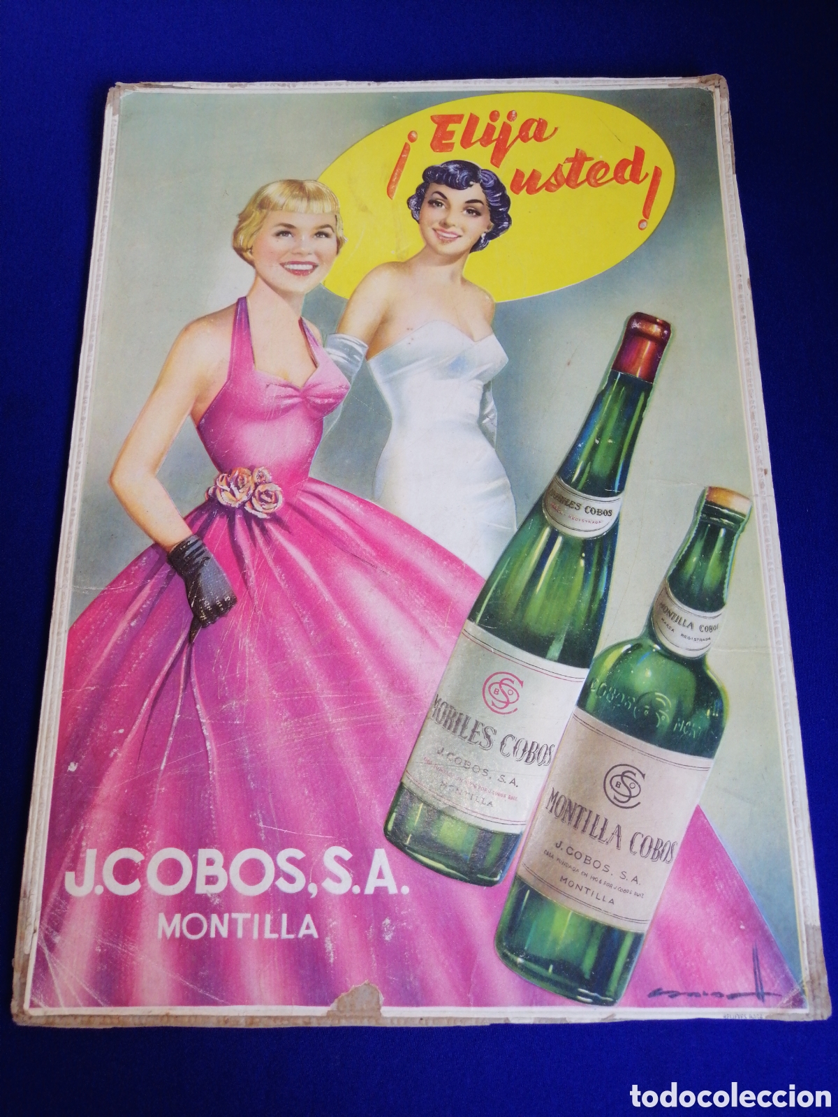 Coleccionismo de carteles: J.COBOS, S.A MONTILLA - CARTEL ANTIGUO