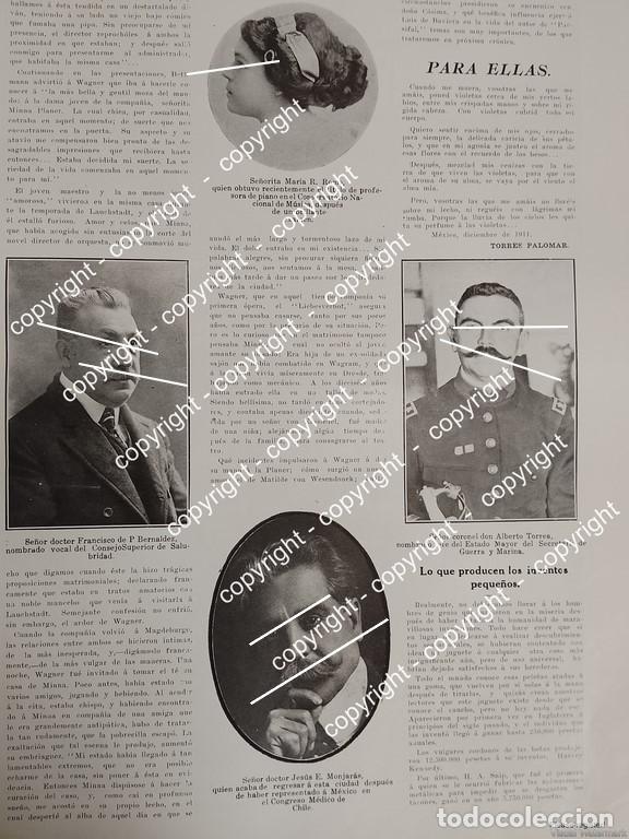 Poster collecting: NOTA DE PRENSA ANTIGUA. DR. JESUS E. MONJARAS / ALBERTO TORREA ETC 1912 /MILITARES MEDICOS
