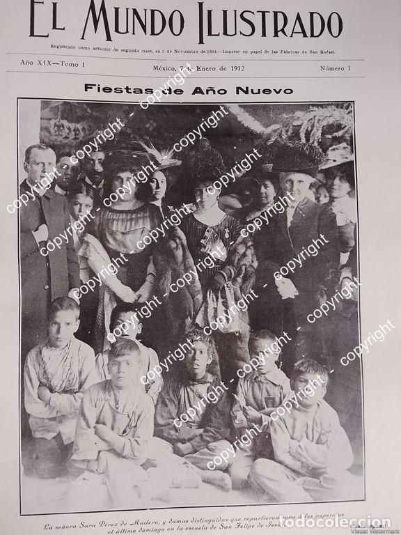 Colecionismo de cartazes: NOTA DE PRENSA ANTIGUA. ESPOSA DE FRANCISCO I MADERO Y NI&Ntilde;OS 1912 /ASM
