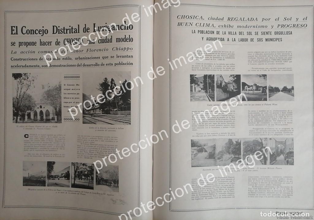 Collectionnisme d'affiches: AFICHE ANTIGUO, PROGRESOS DE LURIGANCHO, CHOSICA 1936