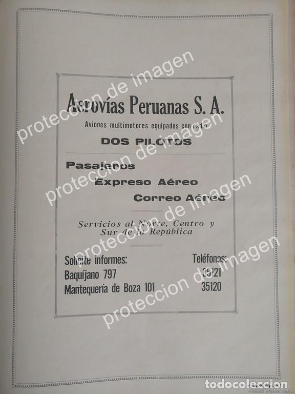 Collectionnisme d'affiches: AFICHE ANTIGUO, AEROVIAS PERUANAS S.A 1936 / AVIACION