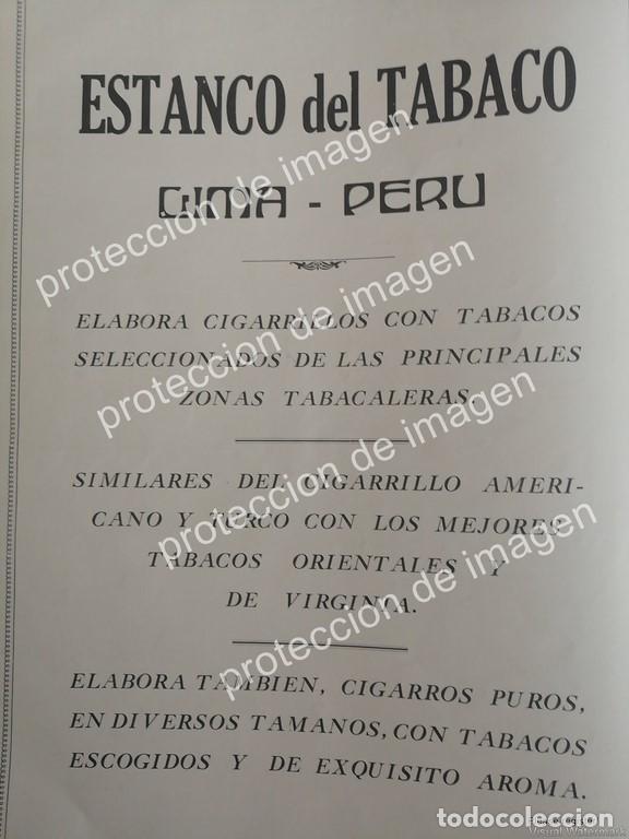 Collezionismo di affissi: CARTEL DE PUBLICIDAD ANTIGUA DE PERU, ESTANCO DEL TABACO 1936. LIMA