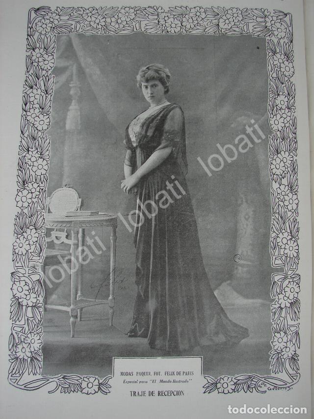 Collezionismo di affissi: GRABADO ANTIGUO 1909 TRAJE DE RECEPCION, DISE&Ntilde;ADO POR JEANNE PAQUIN