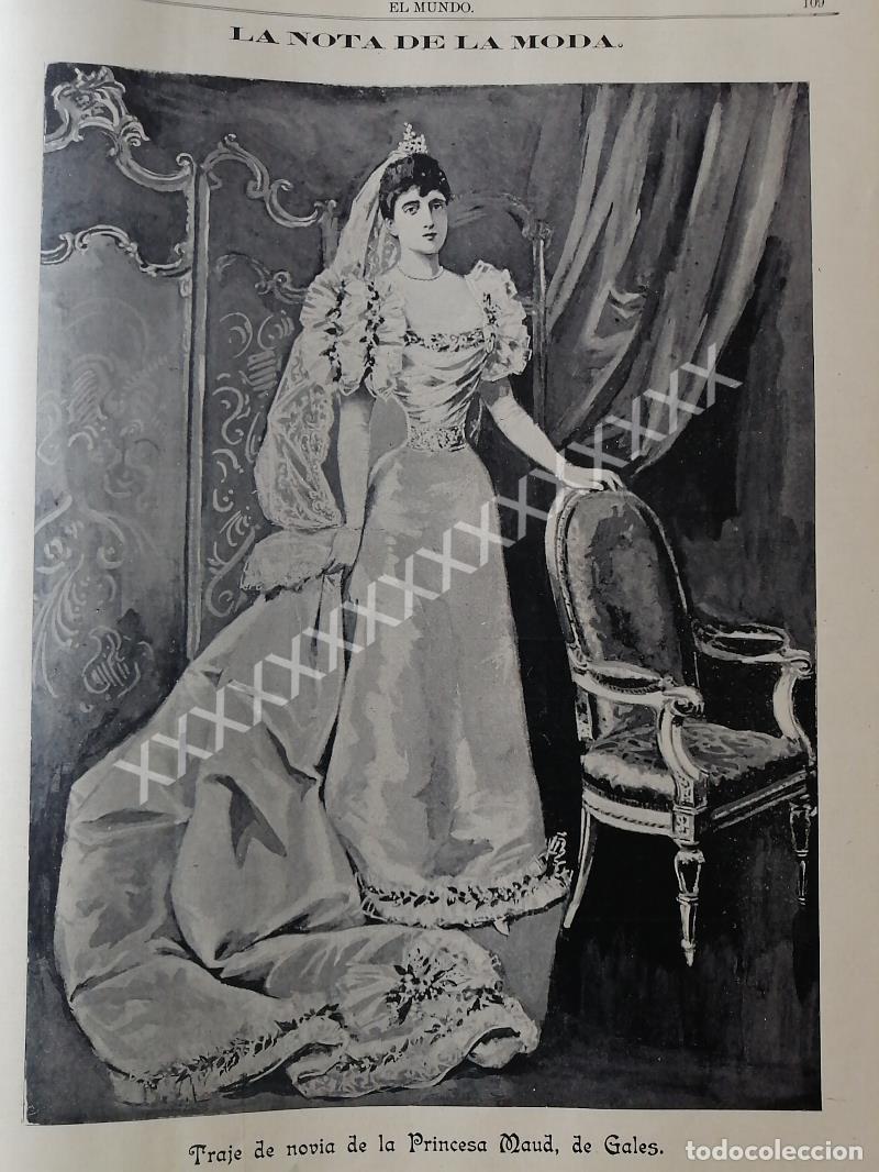 Collectionnisme d'affiches: GRABADO ANTIGUO. 1896 VESTIDO DE NOVIA, PRINCESA DE GALES