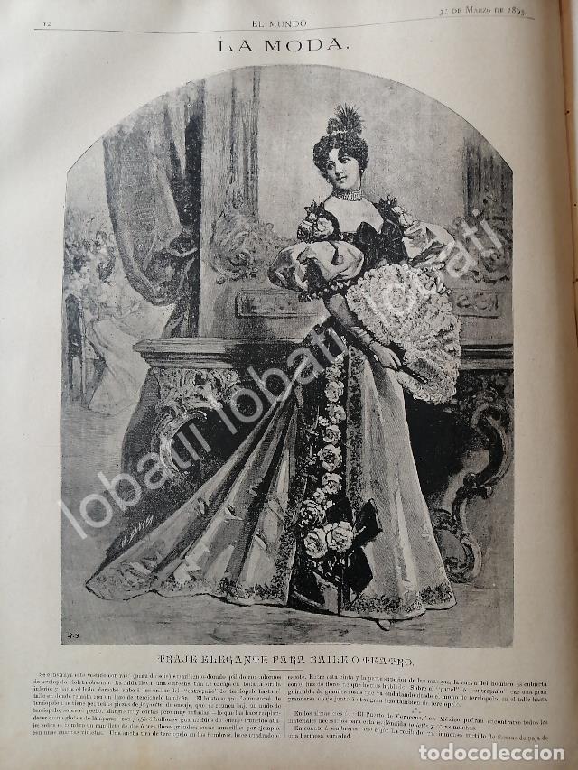 Collectionnisme d'affiches: GRABADO ANTIGUO 1895 VESTIDO PARA BAILE O TEATRO/ MODAS ANTIGUAS