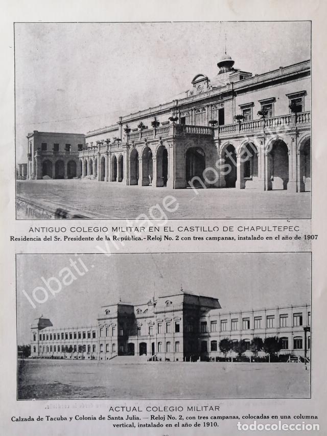 Poster collecting: GRABADO ANTIGUO COLEGIOS MILITARES Y SUS RELOJES 1924
