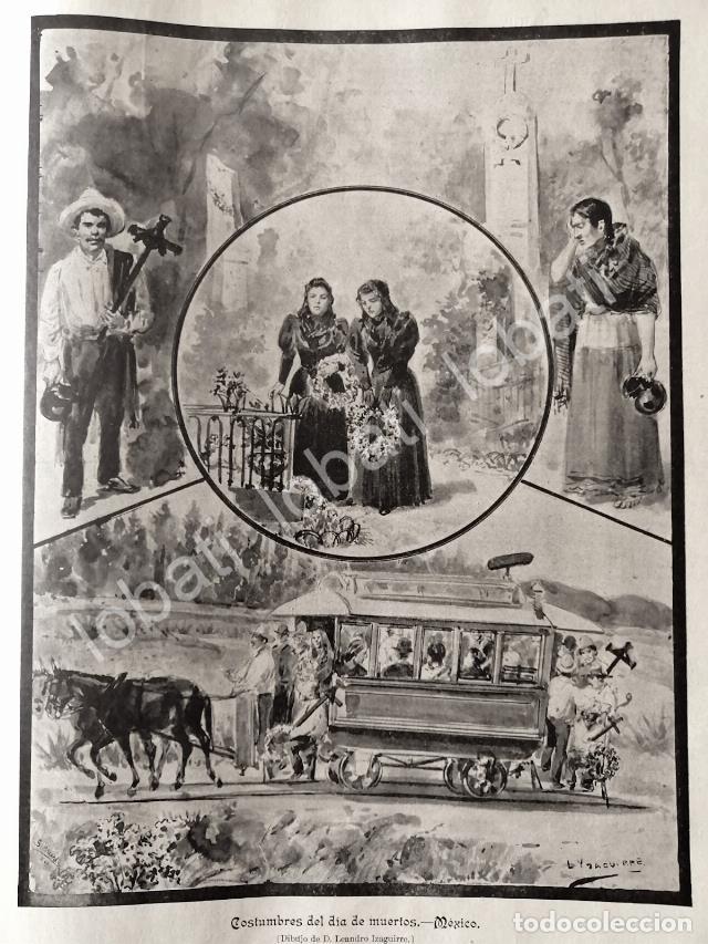 Sammeln von Plakaten: GRABADO ANTIGUO DIA DE MUERTOS 1895. DIBUJO DE LEANDRO IZAGUIRRE /LDM