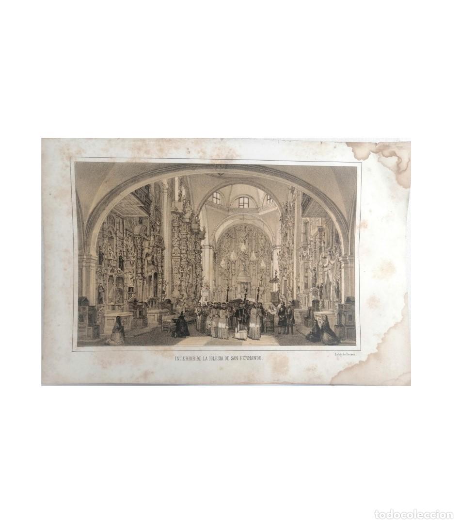 Sammeln von Plakaten: GRABADO ANTIGUO ORIGINAL 1857 IGLESIA DE SAN FERNANDO. SIGLO 19. DE JOSE DECAEN