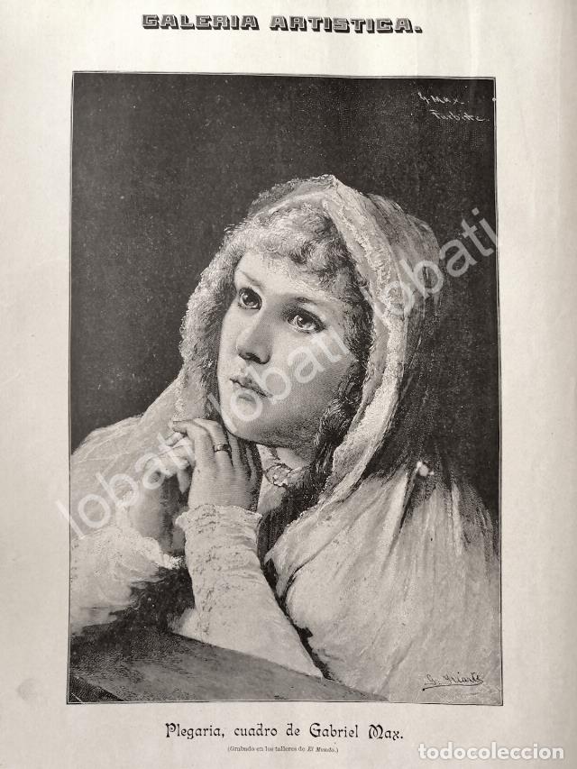 Collectionnisme d'affiches: GRABADO ANTIGUO 1895 DE GABRIEL VON MAX , PLEGARIA / ARTE / RLG