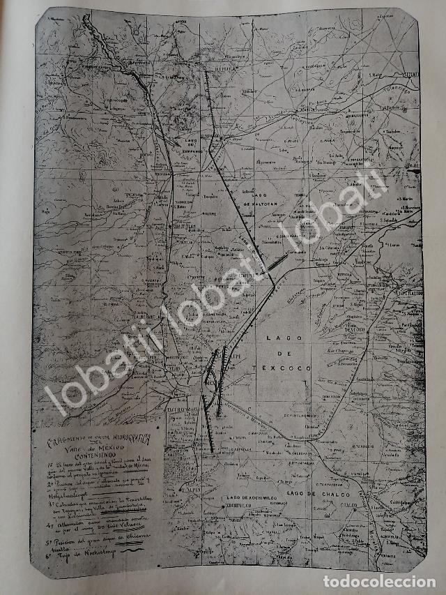 Collectionnisme d'affiches: GRABADO ANTIGUO 1895 MAPA DE LA CIUDAD DE MEXICO (HIDROGRAFICO) LDM
