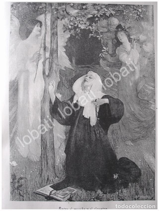 Collectionnisme d'affiches: GRABADO ANTIGUO 1897. MONJA. ENTRE EL MUNDO Y EL CLAUSTRO /RLG
