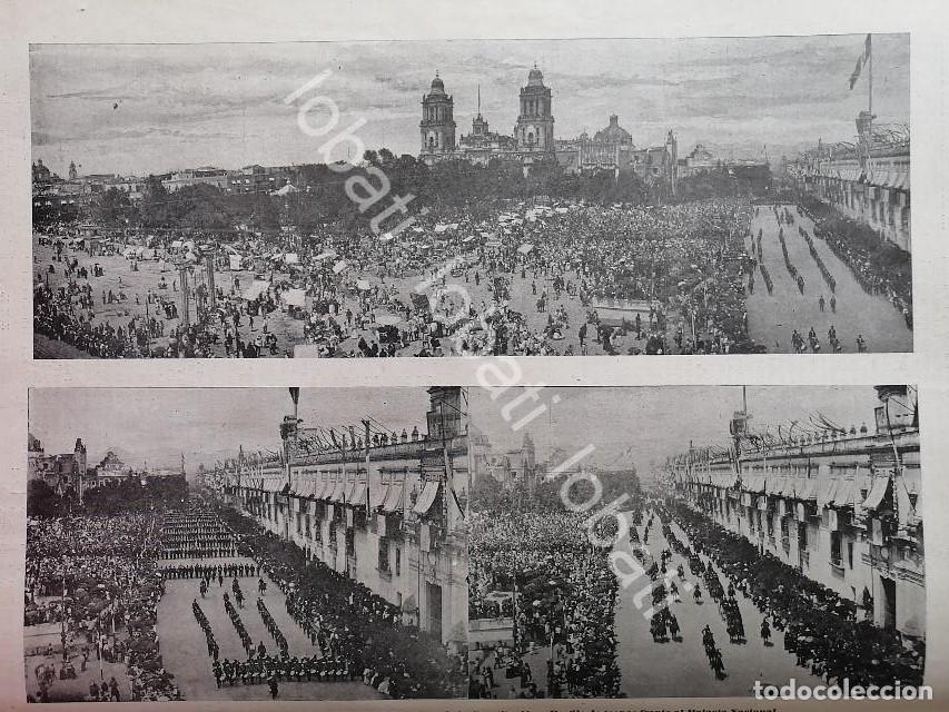 Collectionnisme d'affiches: GRABADO ANTIGUO 1898 DESFILE MILITAR PLAZA DE LA CONSTITUCION / MLT