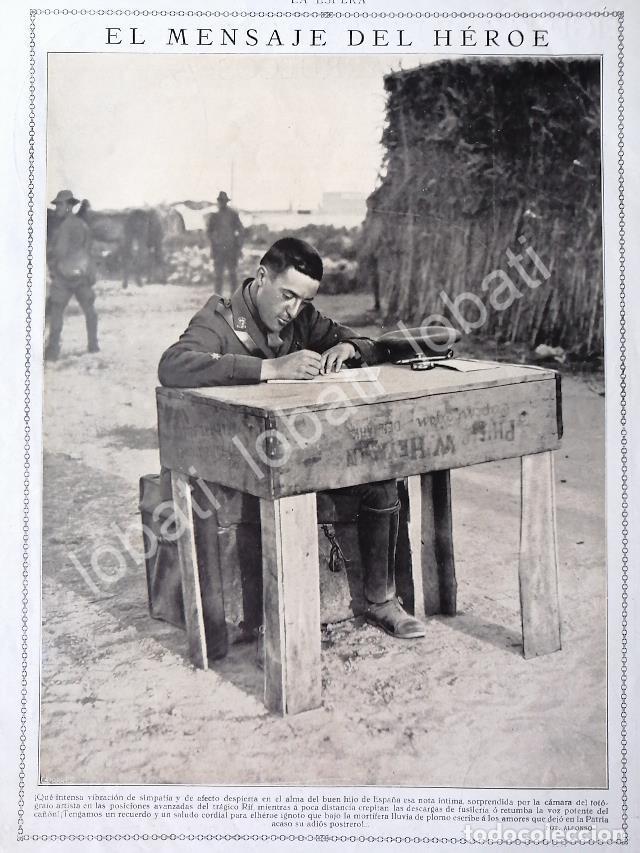 Collectionnisme d'affiches: GRABADO ANTIGUO SOLDADO ESCRIBIENDO A CASA 1921 / MLT