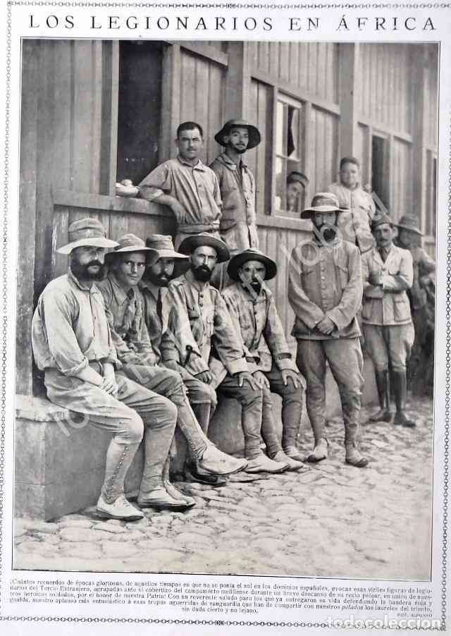 Coleccionismo de carteles: GRABADO ANTIGUO 1921 LEGIONARIOS GUERRA ESPA&Ntilde;A-MARRUECOS / MLT