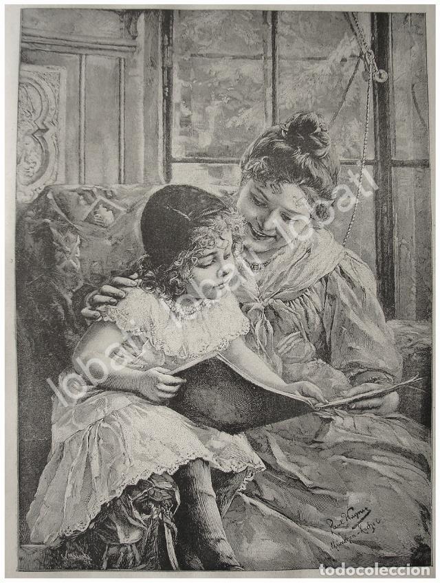 Coleccionismo de carteles: GRABADO ANTIGUO 1897. LA PRIMERA LECCION /ARTE