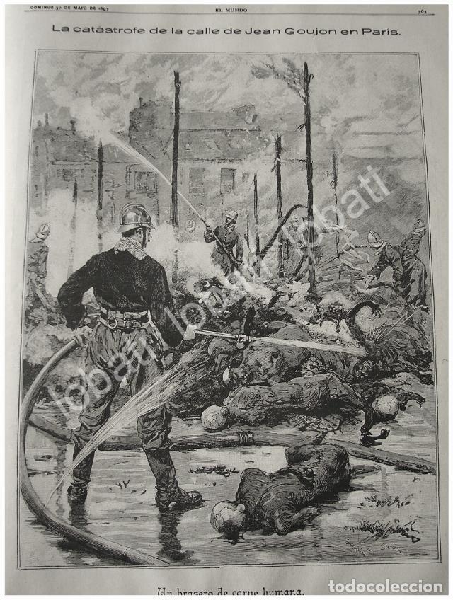 Collezionismo di affissi: CARTEL ANTIGUO ORIGINAL DE NOTICIA DEL INCENDIO DEL BAZAR DE LA CHARITE 1897 CALLE JEAN GOUJON
