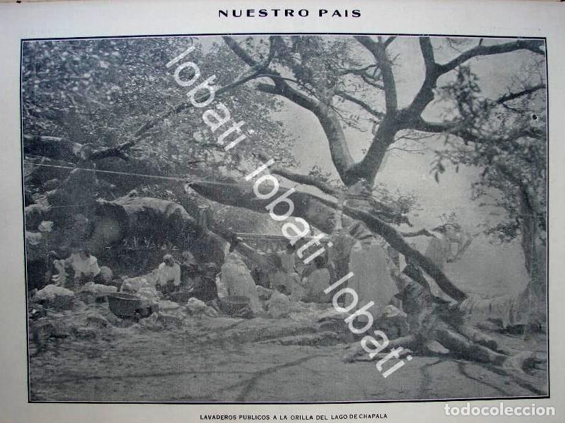 Collezionismo di affissi: GRABADO ANTIGUO 1910 LAVADEROS DEL LAGO DE CHAPALA / LDM
