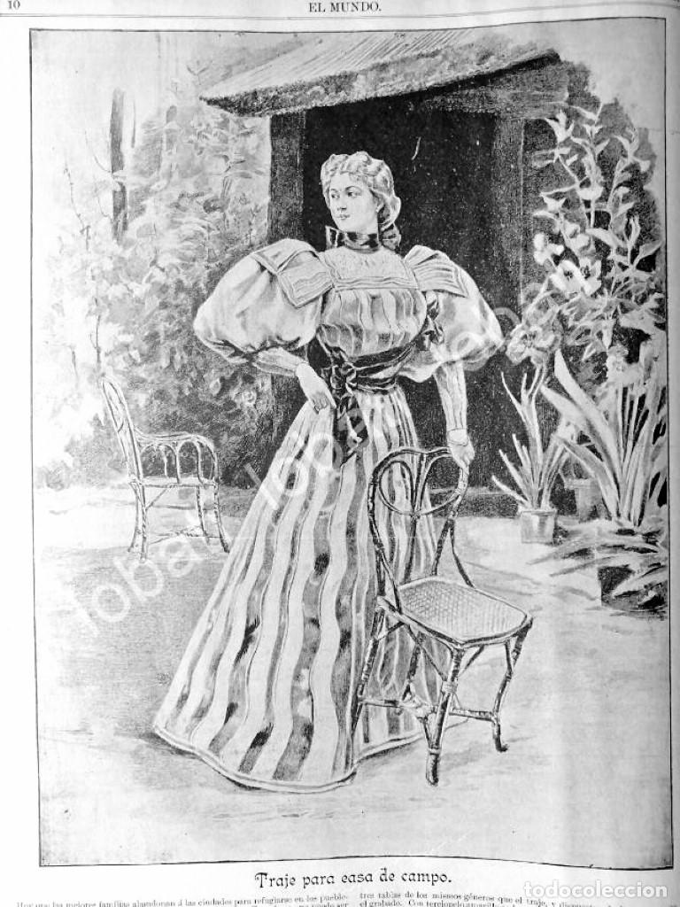 Collezionismo di affissi: GRABADO ANTIGUO 1895 TRAJE PARA CAMPO / MODAS ANTIGUAS /10