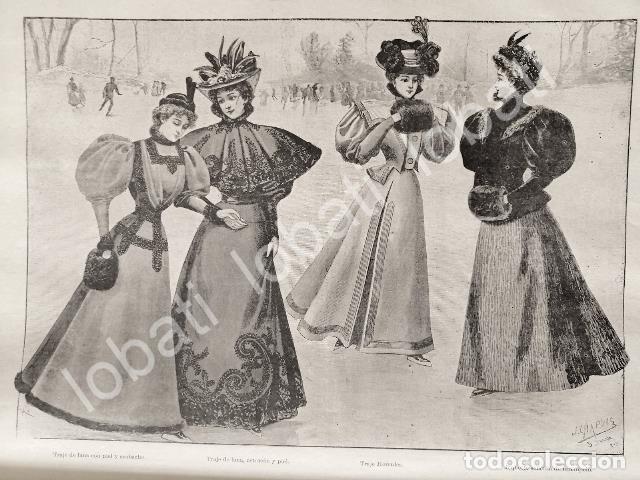 Collezionismo di affissi: GRABADO ANTIGUO VESTIDOS DE MODA EN 1895 /21