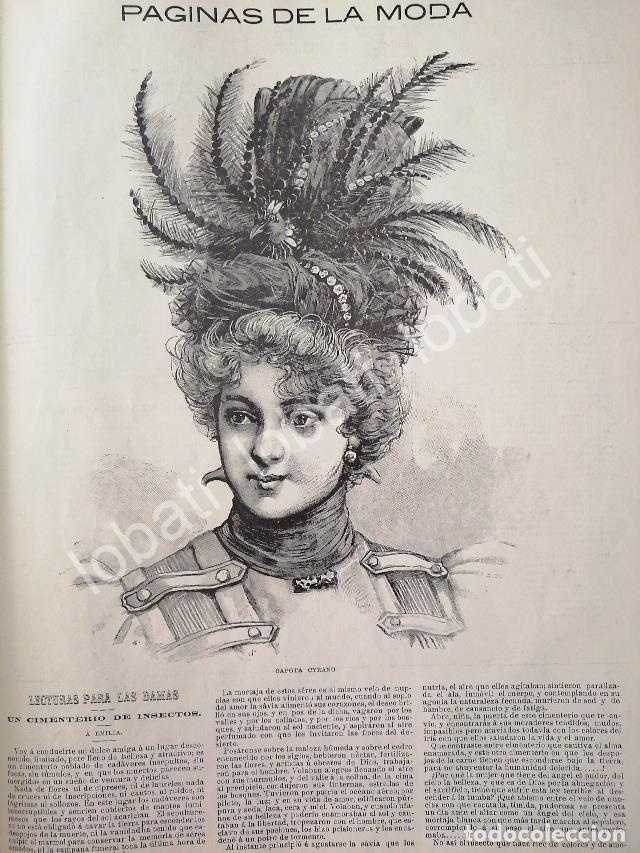 Collezionismo di affissi: GRABADO ANTIGUO MODAS DE 1898 CAPOTA Y VESTIDOS