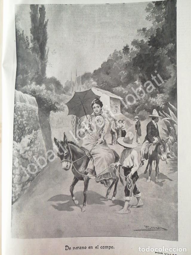 Collezionismo di affissi: GRABADO ANTIGUO 1898 DE VERANO EN EL CAMPO. POR: JOSE MARIA VILLASANA