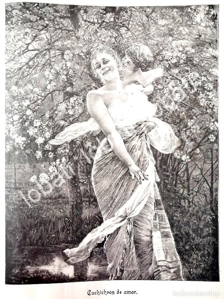 Collectionnisme d'affiches: GRABADO ANTIGUO 1898 CUCHICHEOS DE AMOR S/N ARTE