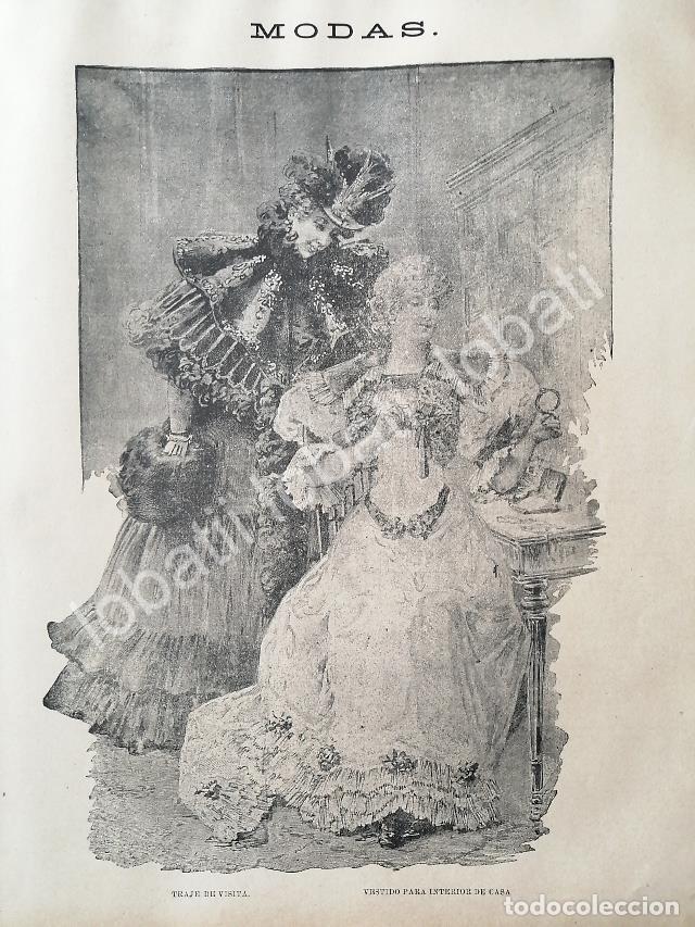 Collectionnisme d'affiches: GRABADO ANTIGUO 1895 MODAS ANTIGUAS TRAJE Y VESTIDO DE VISITA