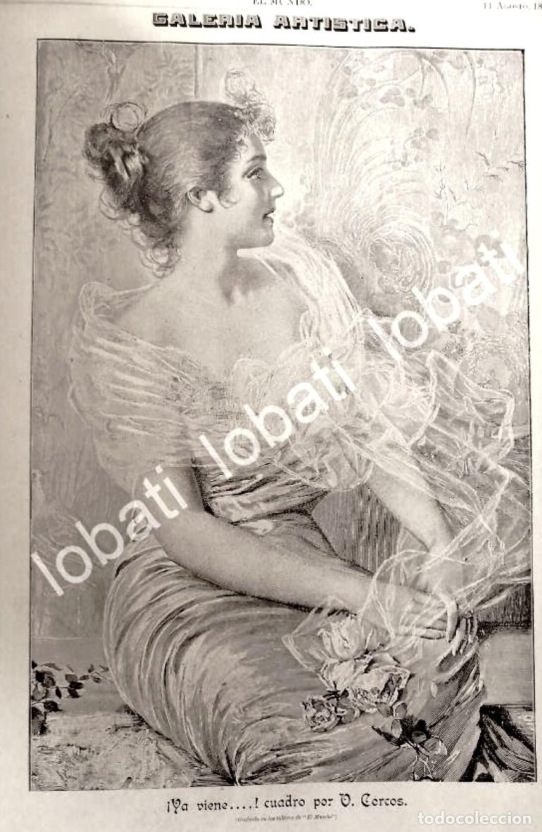 Collectionnisme d'affiches: GRABADO ANTIGUO DE VITTORIO CORCOS 1895 YA VIENE