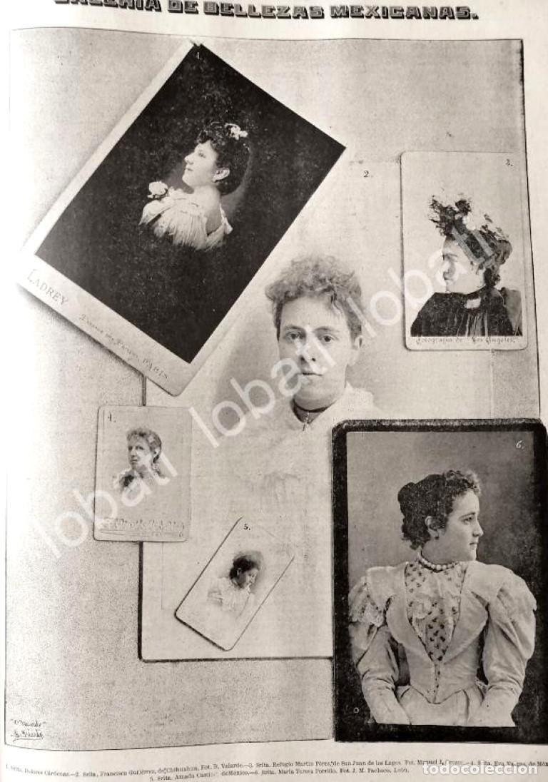 Collectionnisme d'affiches: GRABADO ANTIGUO 1895 DAMAS DE LA ALTA SOCIEDAD DE MEXICO