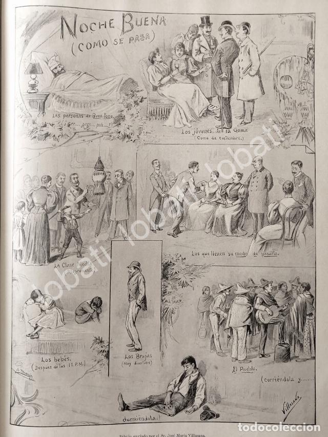 Collectionnisme d'affiches: GRABADO ANTIGUO 1895 POR: JOSE Ma. VILLASANA. NOCHE BUENA EN MEXICO