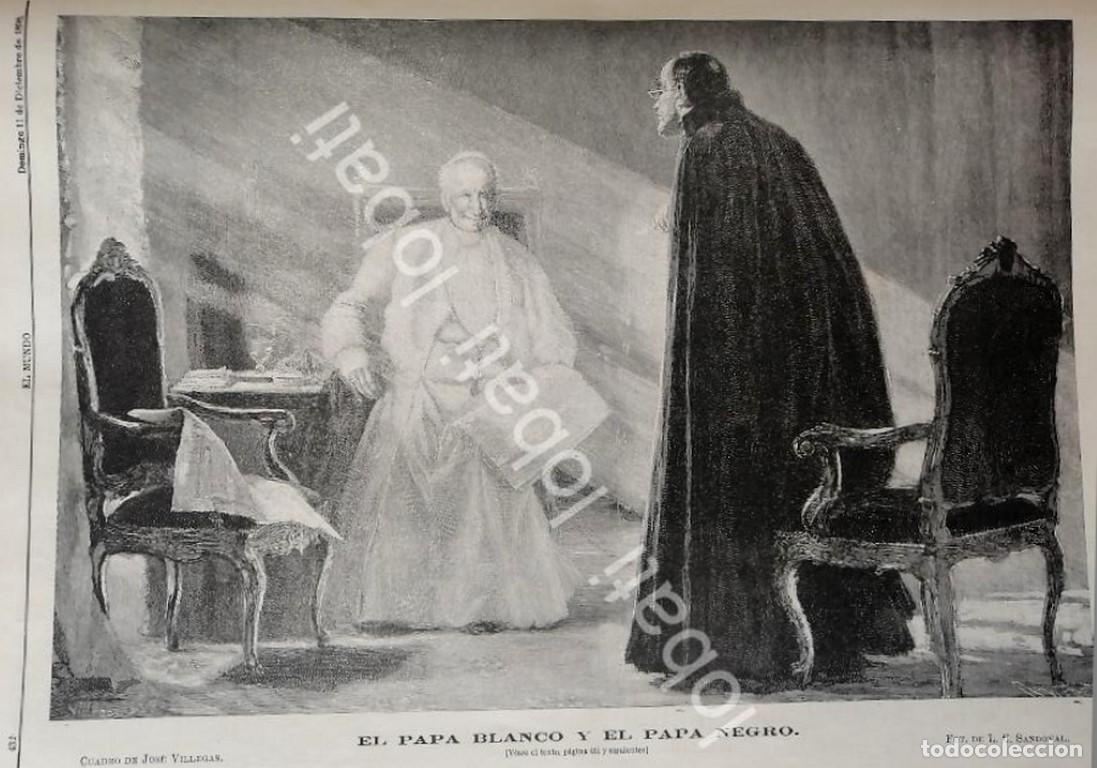 Collectionnisme d'affiches: GRABADO ANTIGUO 1898 EL PAPA BLANCO Y EL PAPA NEGRO. POR. JOSE VILLEGAS /RLG